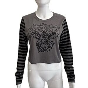 Swixxz Zumiez Heavenly Angel Graphic Long Sleeve Tee Womens Size XL Grey Stripe